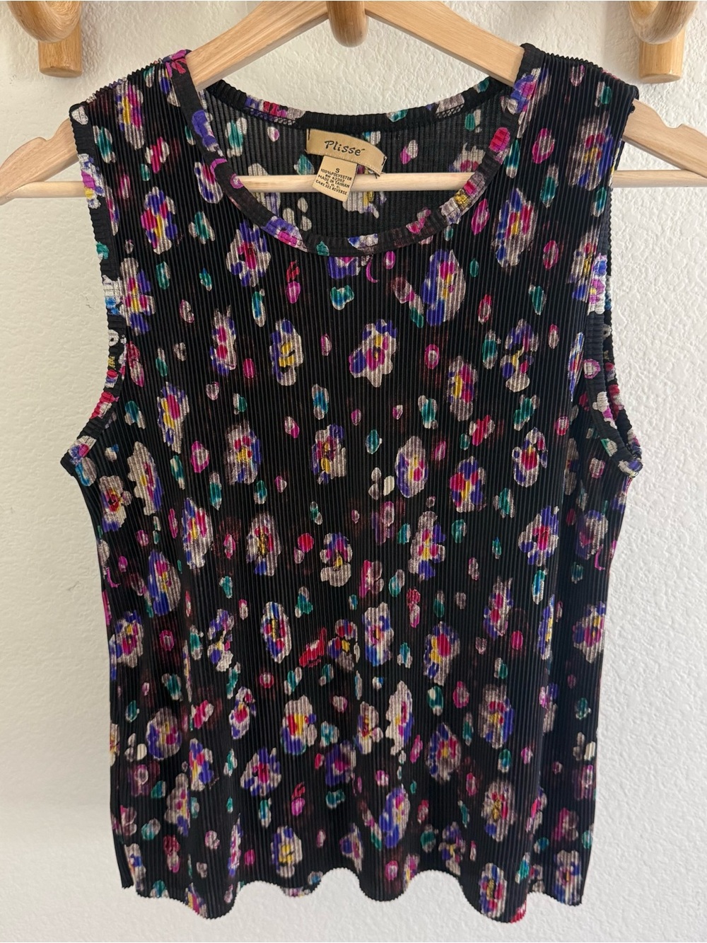 Y2K 90s whimsigoth goblincore Plisse Micro Pleated Tank Top Colorful Abstract